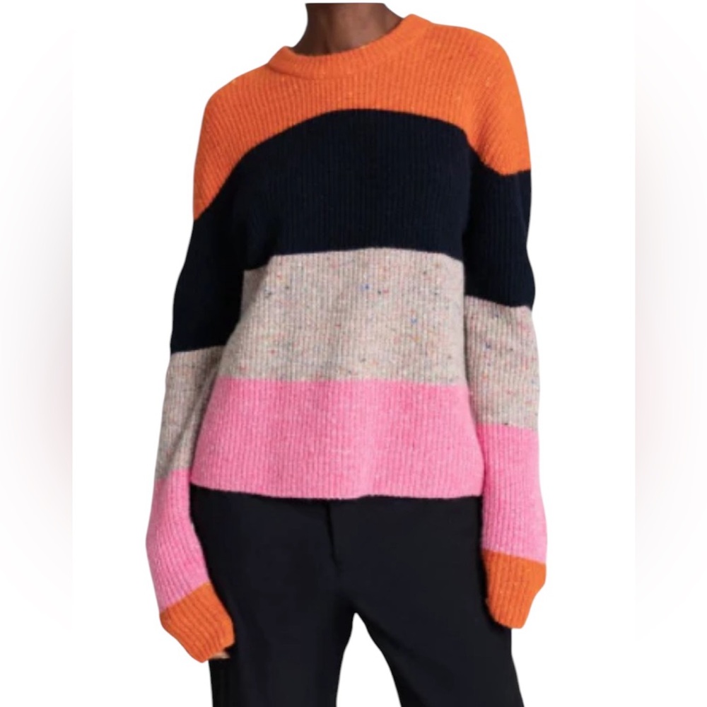 A.L.C. Women Knit Georgina Sweater Striped Colorful Long Sleeve Cashmere Blend M